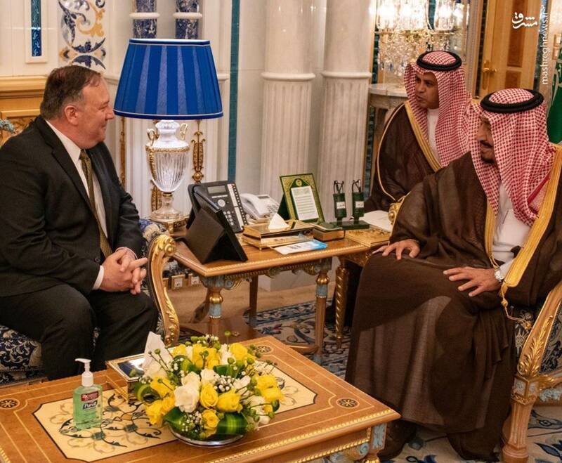 نکته عجیب جلسه پمپئو با پادشاه عربستان!/عکس