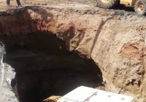 نشست زمین در تبریز بر اثر حفاری مترو و خسارت به شبکه فاضلاب